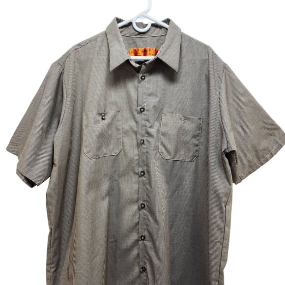 Red Kap Mens Short-Sleeve Work Shirt Size 3XL Black/White Microcheck - Picture 3 of 4